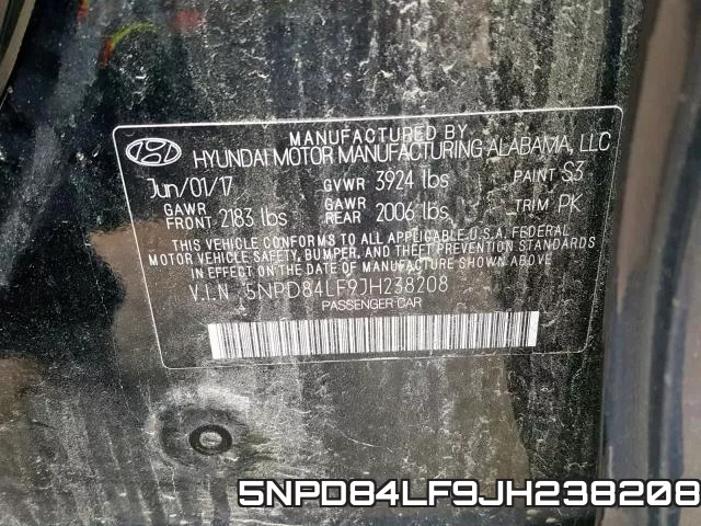 5NPD84LF9JH238208 фото 2