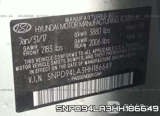 5NPD94LA3HH186649 фото 10