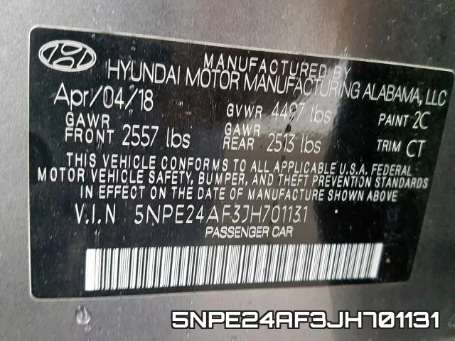 5NPE24AF3JH701131 фото 2