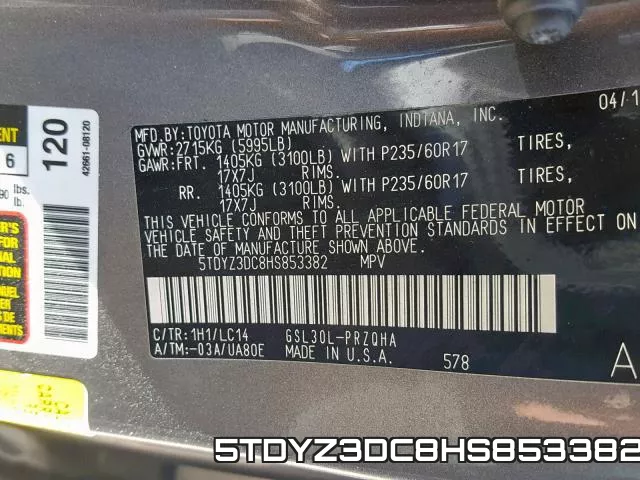 5TDYZ3DC8HS853382 фото 2