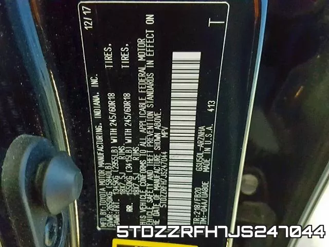 5TDZZRFH7JS247044 фото 2