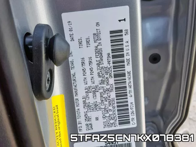5TFAZ5CN7KX078381 фото 2