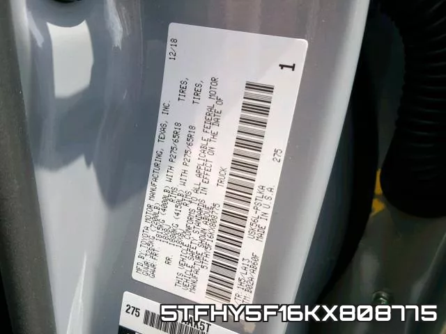 5TFHY5F16KX808775 фото 2
