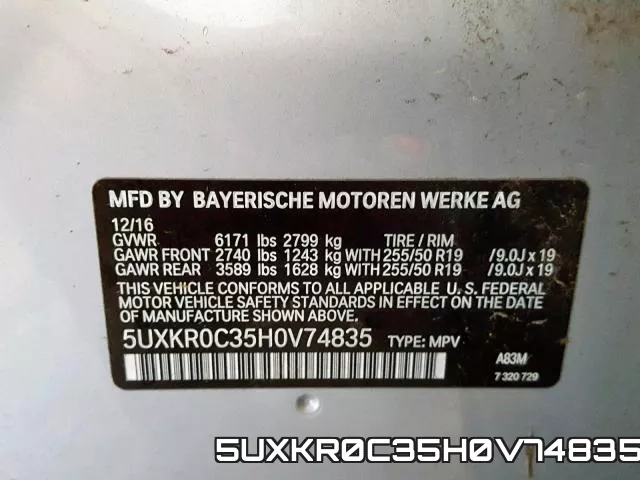 5UXKR0C35H0V74835 фото 2