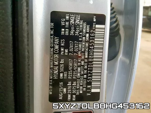 5XYZTDLB8HG453162 фото 2