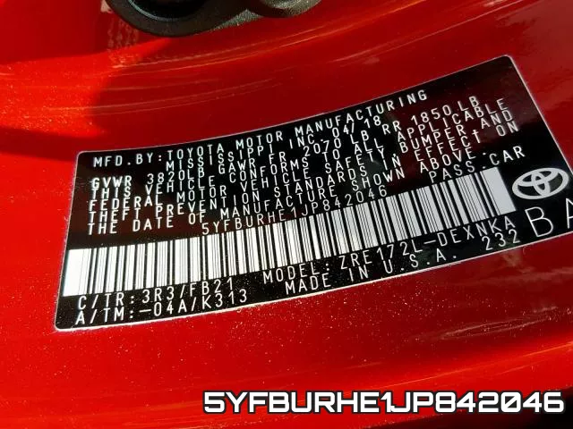 5YFBURHE1JP842046 фото 2