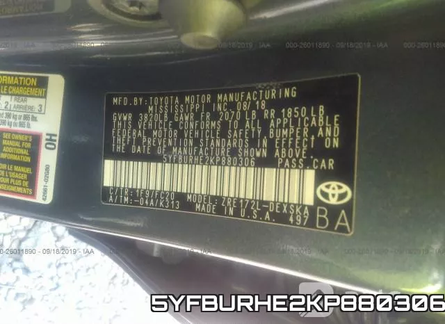5YFBURHE2KP880306 фото 10