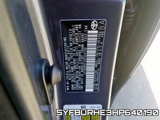 5YFBURHE3HP640190 фото 2