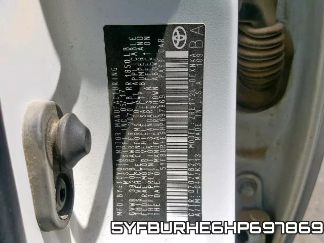 5YFBURHE6HP697869 фото 2