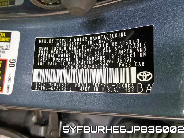 5YFBURHE6JP836002 фото 2