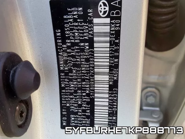 5YFBURHE7KP888773 фото 2