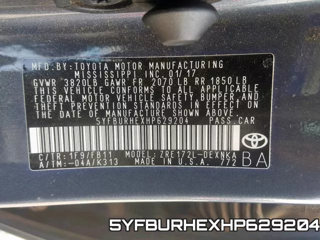 5YFBURHEXHP629204 фото 2