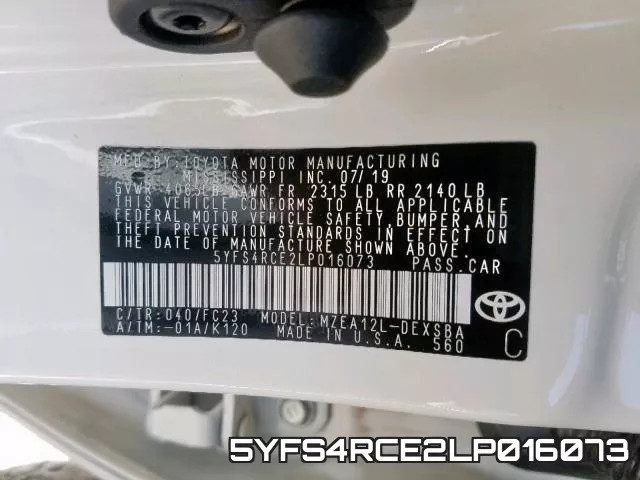 5YFS4RCE2LP016073 фото 2
