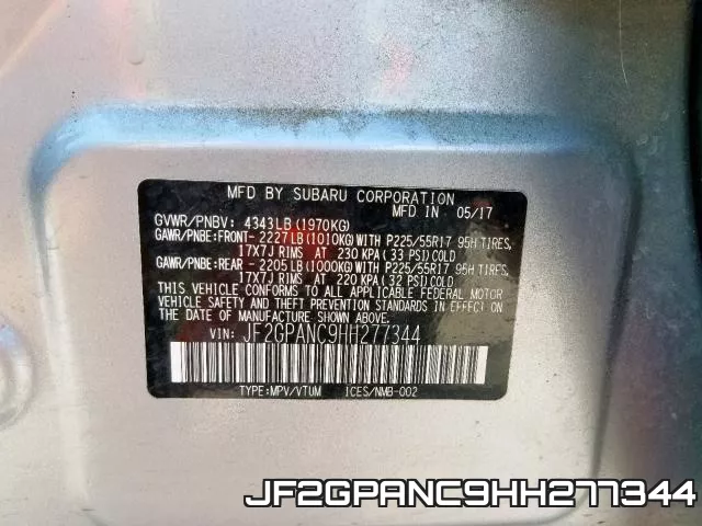 JF2GPANC9HH277344 фото 2