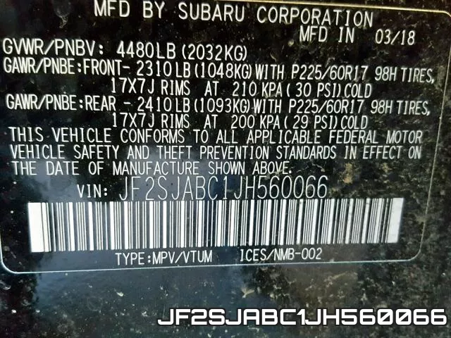 JF2SJABC1JH560066 фото 2