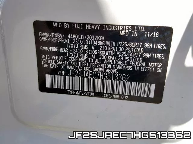JF2SJAEC7HG513362 фото 2