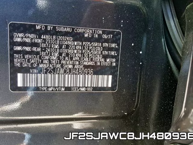 JF2SJAWC8JH480936 фото 2