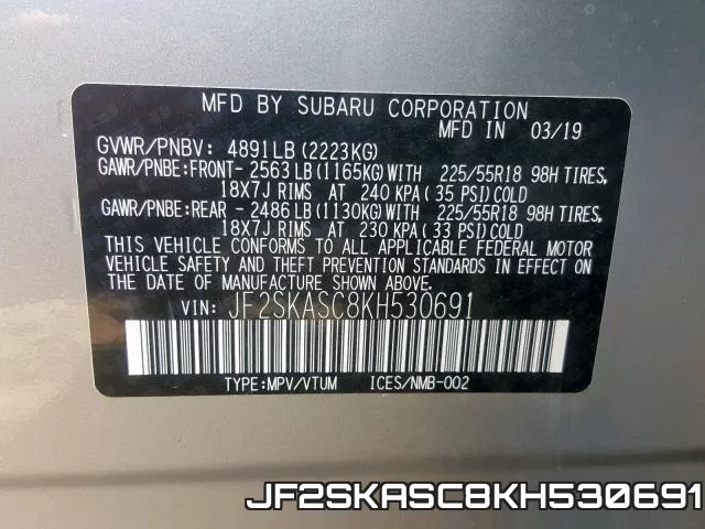 JF2SKASC8KH530691 фото 2