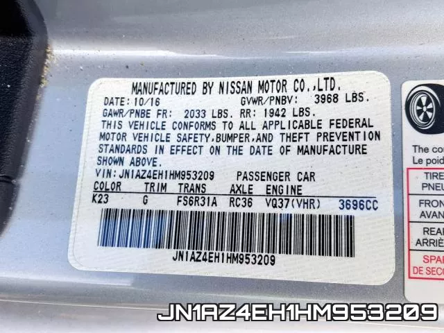 JN1AZ4EH1HM953209 фото 2