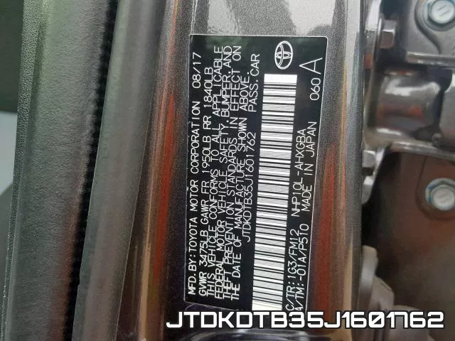 JTDKDTB35J1601762 фото 2