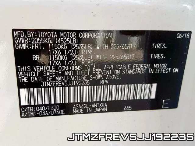 JTMZFREV5JJ192235 фото 2