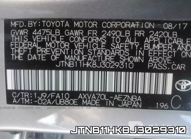 JTNB11HK8J3029310 фото 10