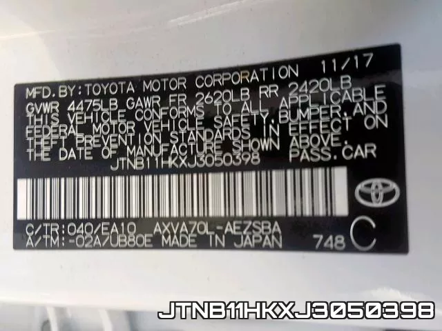 JTNB11HKXJ3050398 фото 2