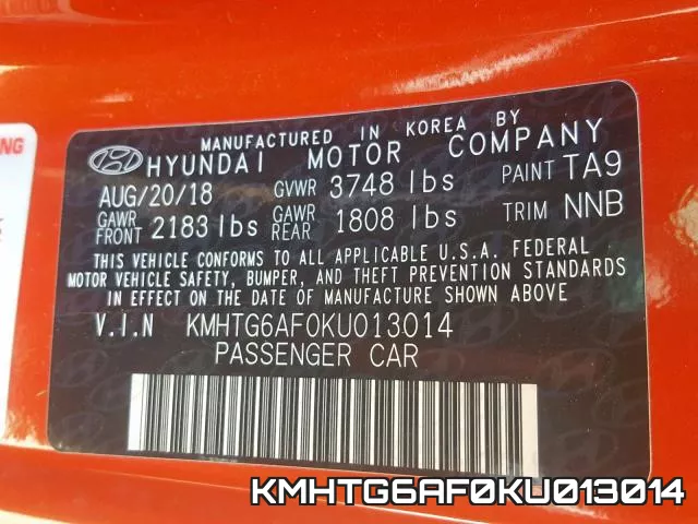 KMHTG6AF0KU013014 фото 2