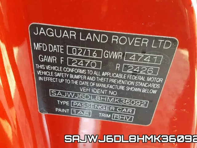 SAJWJ6DL8HMK36092 фото 2