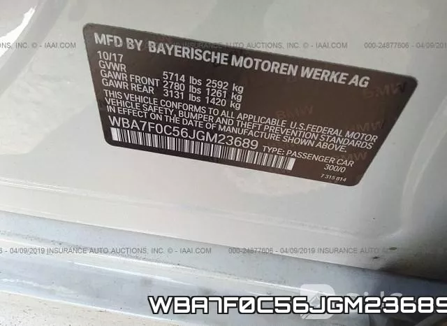 WBA7F0C56JGM23689 фото 10