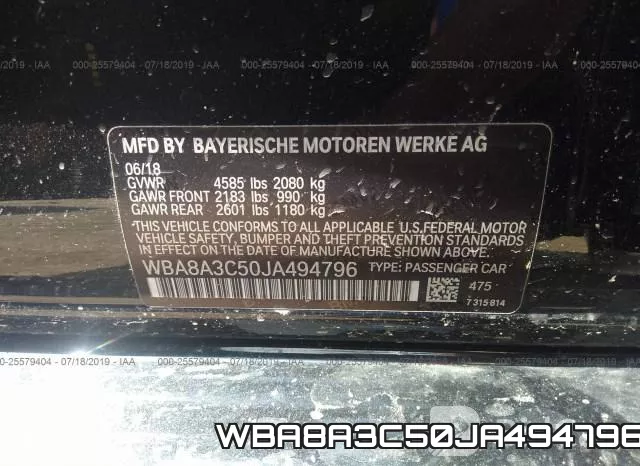 WBA8A3C50JA494796 фото 9