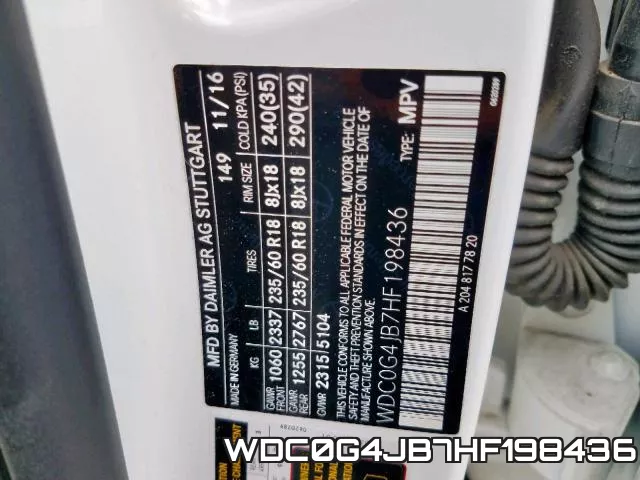 WDC0G4JB7HF198436 фото 2
