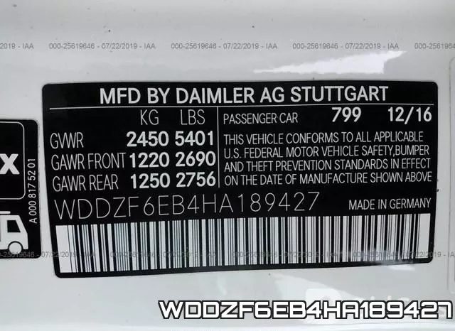 WDDZF6EB4HA189427 фото 10