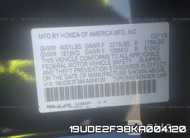 19UDE2F38KA004120 фото 10