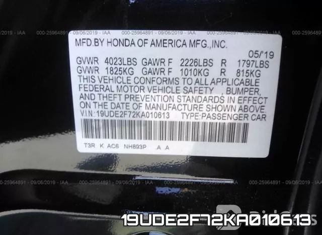 19UDE2F72KA010613 фото 10