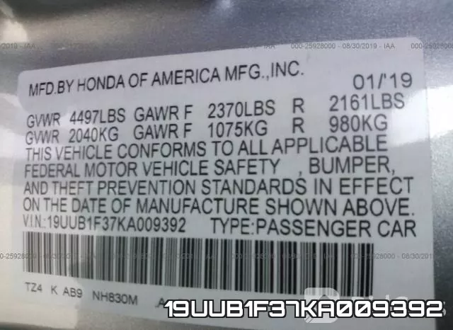 19UUB1F37KA009392 фото 10