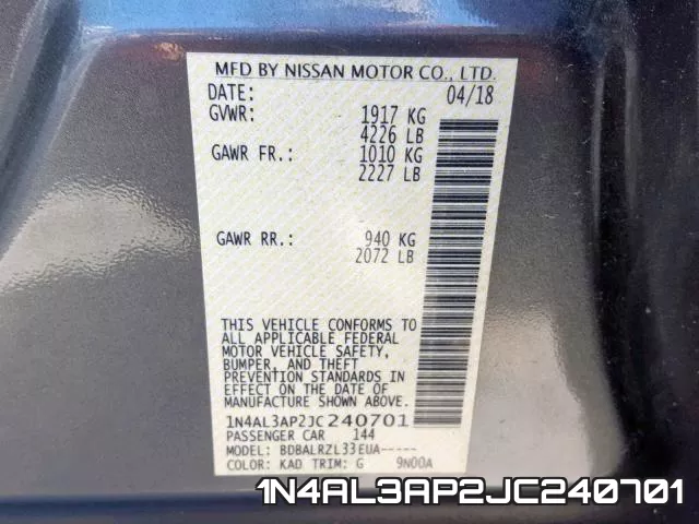 1N4AL3AP2JC240701 фото 2