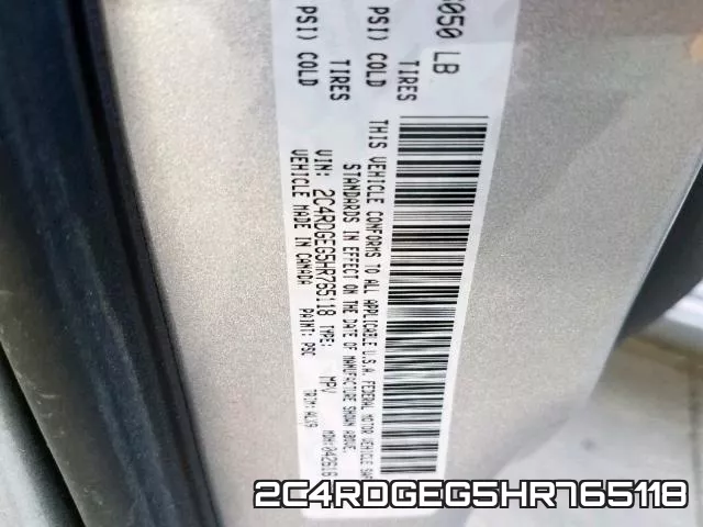 2C4RDGEG5HR765118 фото 2