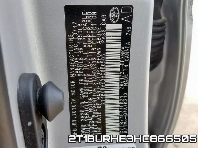 2T1BURHE3HC866505 фото 2