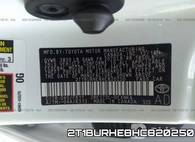 2T1BURHE8HC820250 фото 10