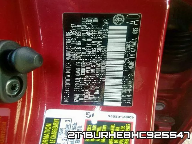 2T1BURHE8HC925547 фото 2