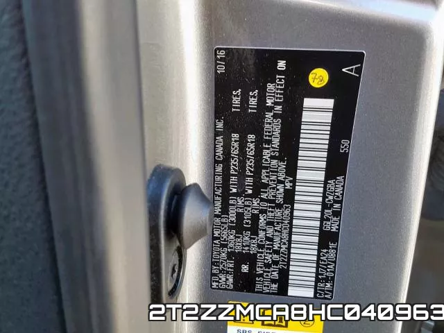 2T2ZZMCA8HC040963 фото 2