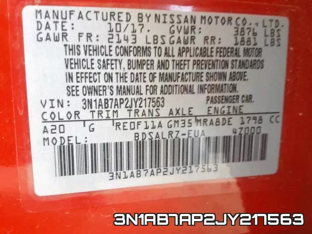 3N1AB7AP2JY217563 фото 2