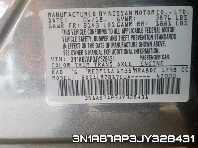 3N1AB7AP3JY328431 фото 2