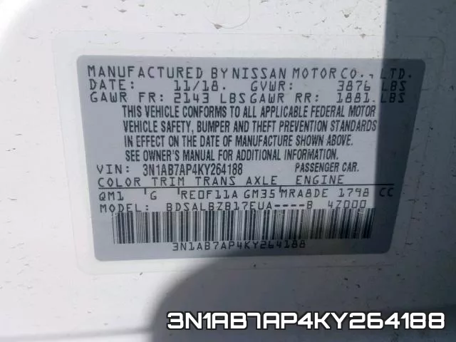3N1AB7AP4KY264188 фото 2