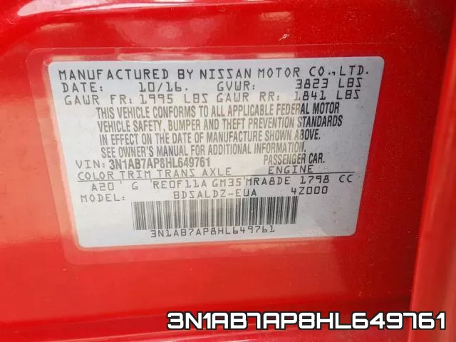 3N1AB7AP8HL649761 фото 2