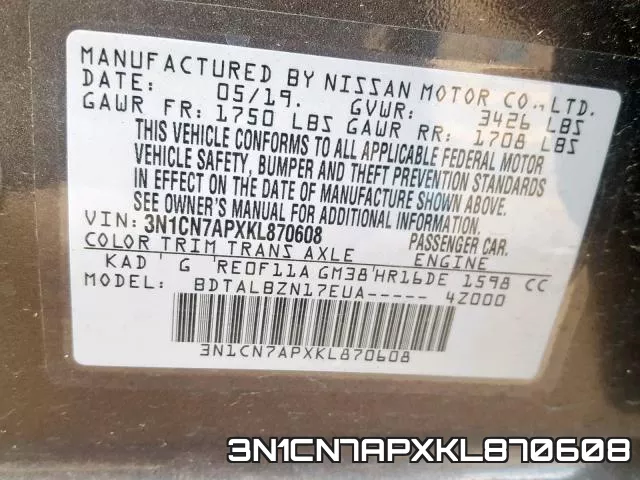 3N1CN7APXKL870608 фото 2
