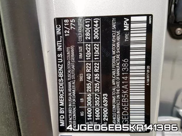 4JGED6EB5KA141386 фото 2