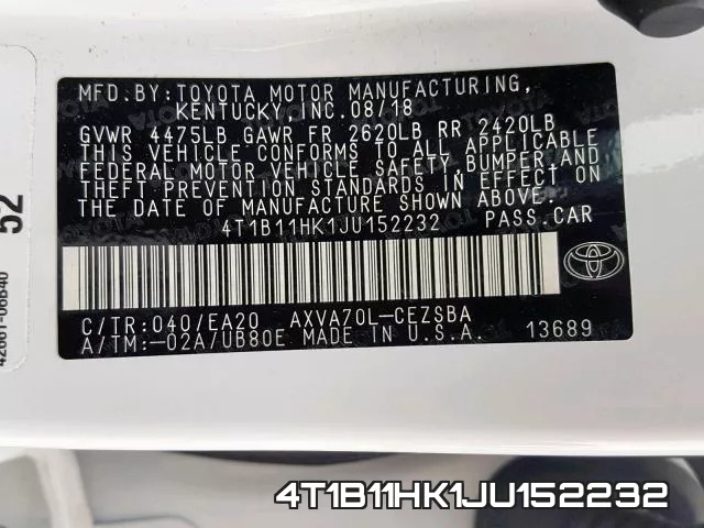 4T1B11HK1JU152232 фото 2