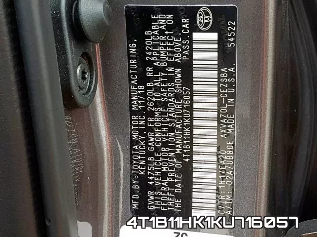 4T1B11HK1KU716057 фото 2